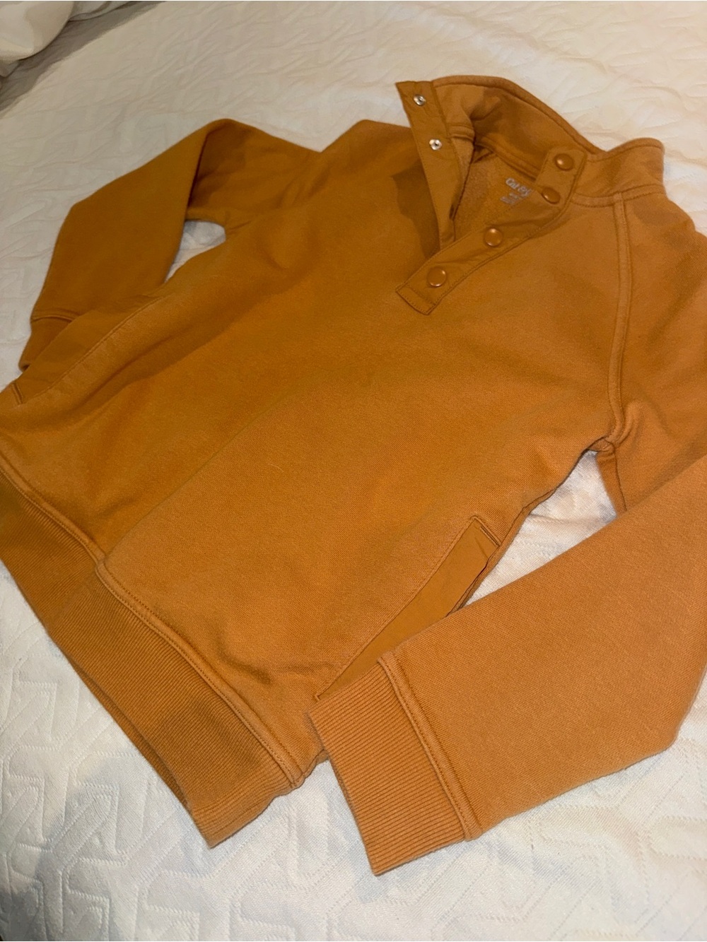 Button-Neck Pullover Sweatshirt